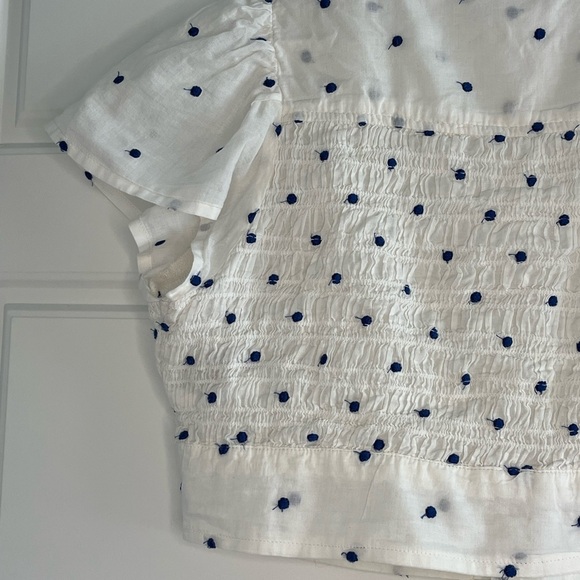 American Eagle Cropped Short Sleeve Front Tie Shirt Polkadot Size Small - Picture 8 of 13